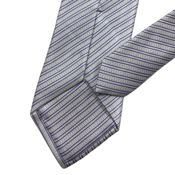 🆕STEFANO RICCI XL White/Purple Striped Silk LUXURY Tie ITALY - Picture 4 of 4
